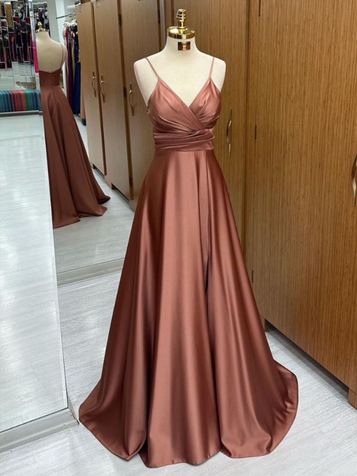 A line Long Evening Dresses Satin Formal Dress S3589