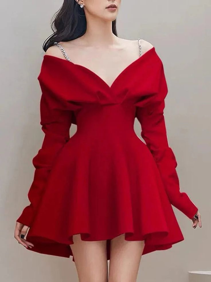 Red Short Party Dress, Birthday Outfits S6845