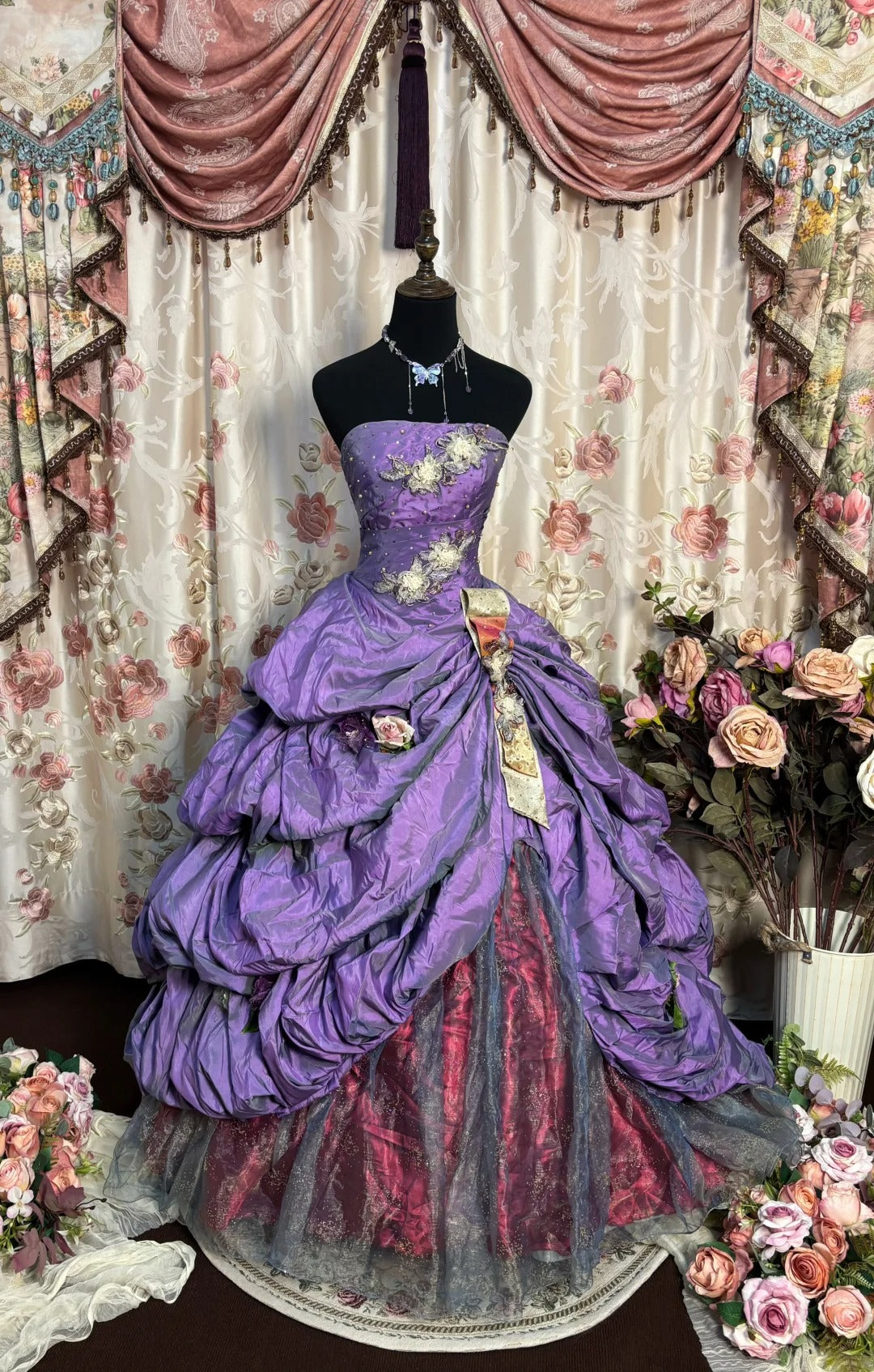 Purple Strapless A Line Ball Gown Long Princess Dress, Formal Evening Gowns S6851