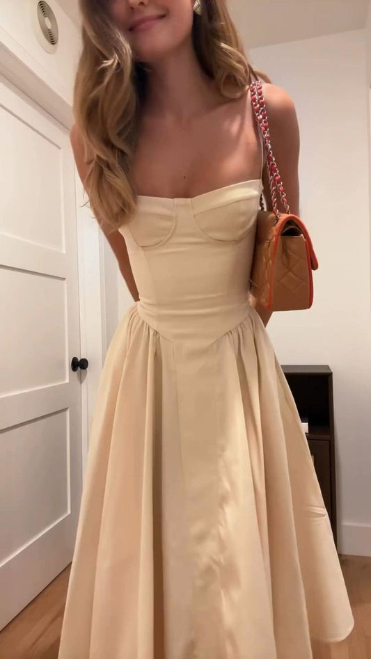 Elegant A-Line Spaghetti Straps Evening Dress Birthday Party Dress S6818