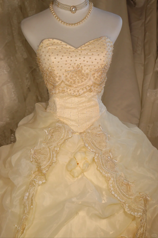 A Line Vintage Long Wedding Dresses Princess Bridal Gown S6883