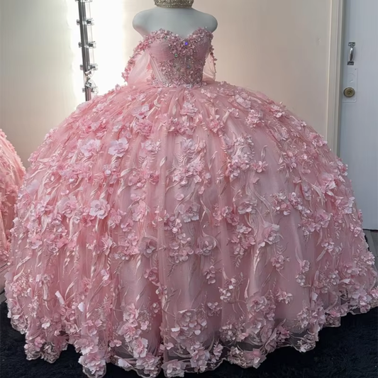 Off the shoulder quinceanera dress for girls birthday party prom dresses sweet 16 dresses pink fg7365