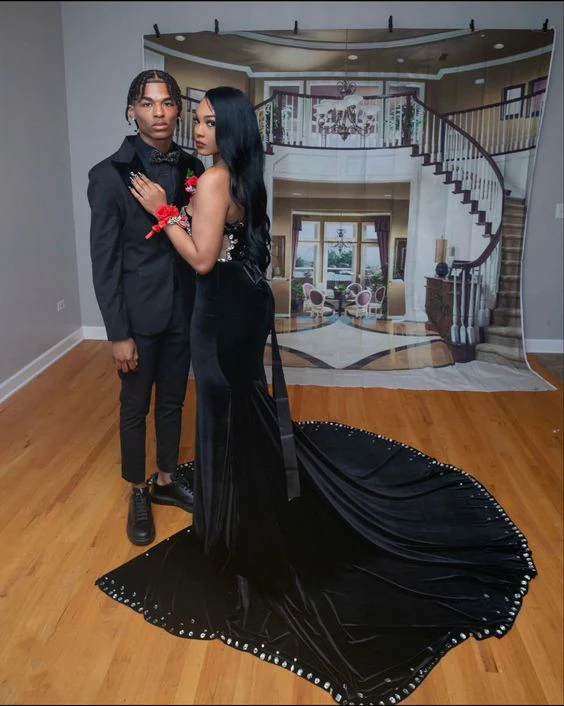 Black Prom Dresses Long Mermaid Formal Party Gowns Evening Dress S2441