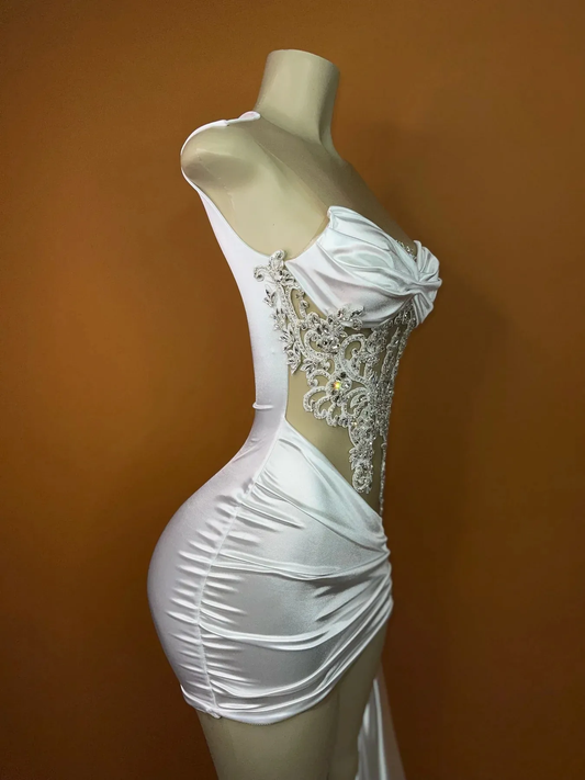 Shimmering Sequins V-Neck Short Prom Dresses for Black Girls African American Cocktail Gowns S6527