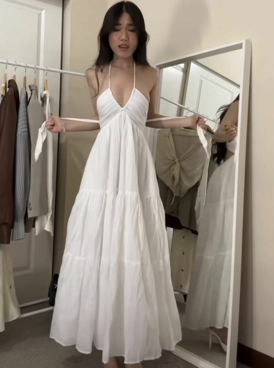Sexy White Sleeveless Long Prom Dress,White Evening Dress S6439