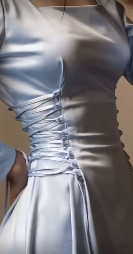 Satin Blue Long Evening Dress Party Dress Prom Dress S6685