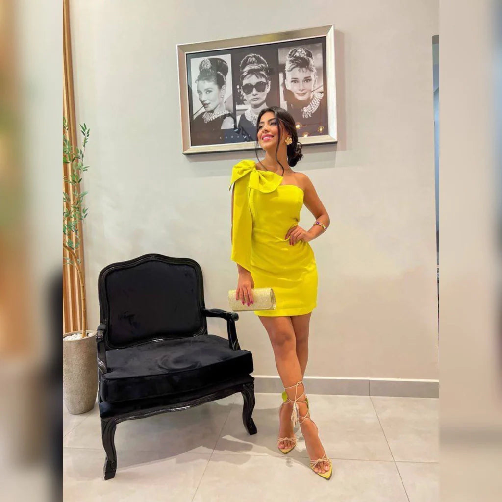 Yellow Short Prom Gown New Arrival Women Dress S5084