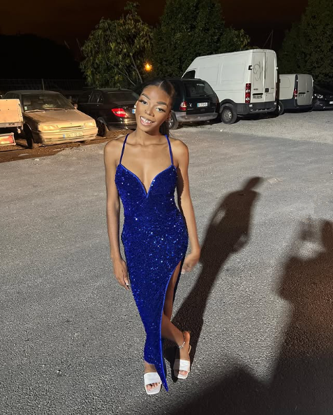 Royal Blue Sequin Evening Dress Sleeveless Women Sexy Party Dresses S6776