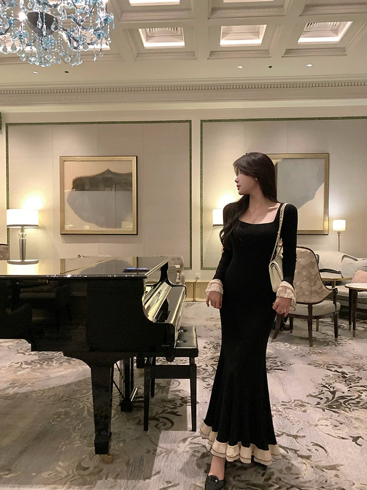 long sleeve mermaid long evening dress for women S6835
