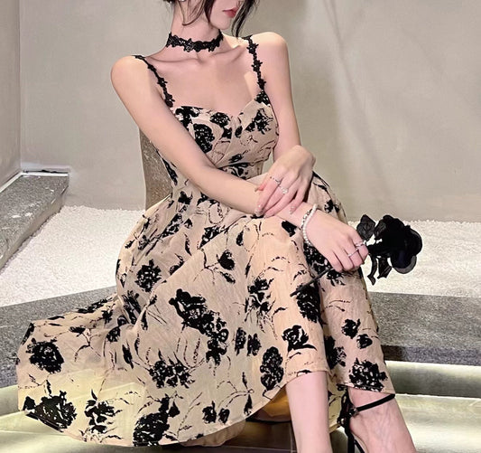 Floral suspender dress for women sweet party dress S5788