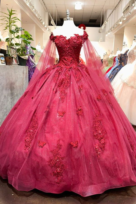Long Sleeves 3D Flowers Quinceanera Dresses Appliqued evening dress S5989