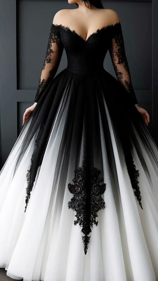 A Line Off The Shoulder Long Ball Gown Prom Dresses Evening Party Dress S6414