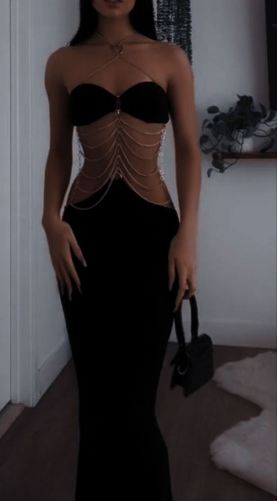 Mermaid Black Prom Dress Long Party Birthday Outfits S6509