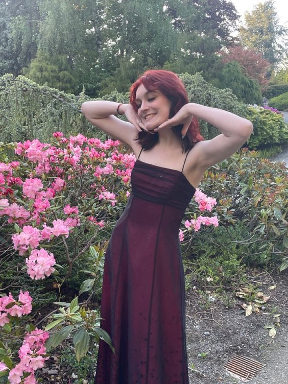 Vintage A line Straps Burgundy Long Prom Dress fg7020