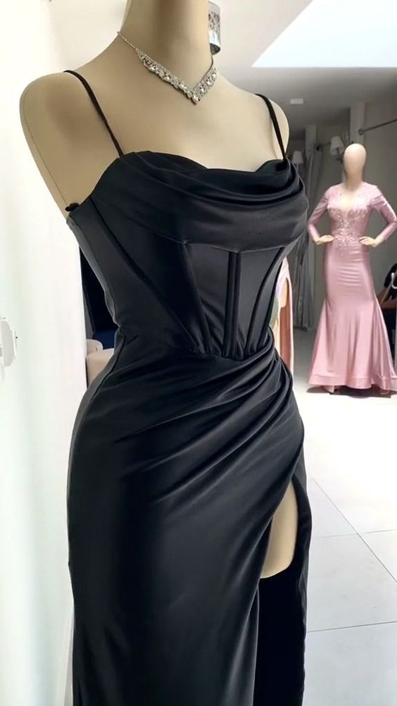 Mermaid Satin Long Prom Dress With Side Slit Long Evening Dress S6514