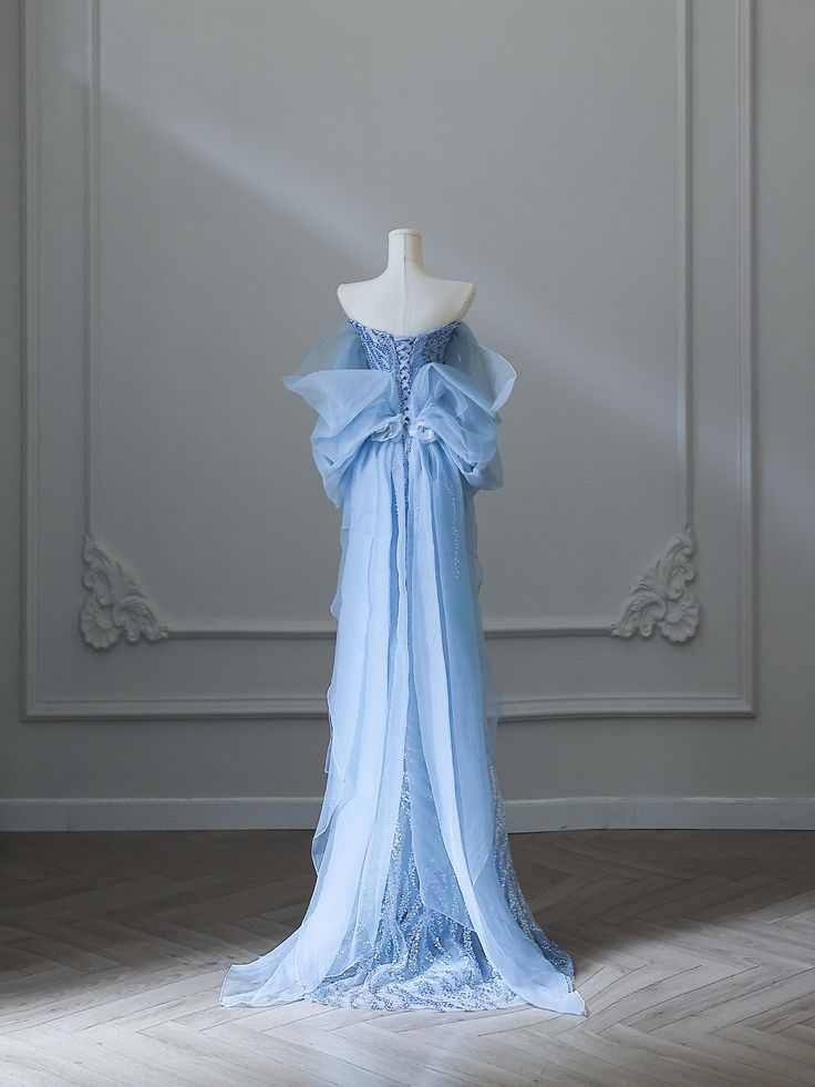 Blue Mermaid Long Princess Dress Evening Gown S6555
