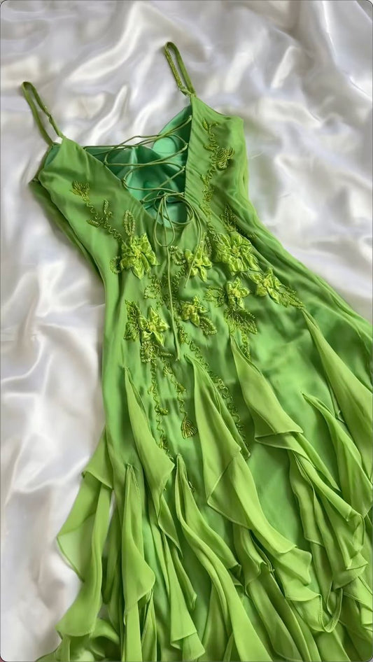 Spaghetti Straps Sleeveless Long Formal Party Dress Chiffon Long Prom Dress S5921