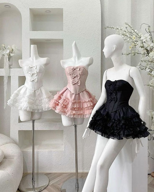 Vintage A line Strapless Sleeveless Short Homecoming Dress S5886