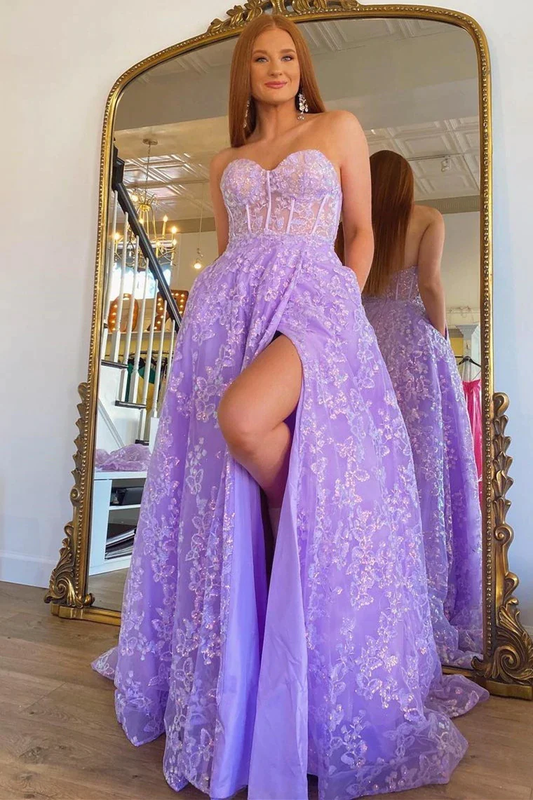Sparkle Princess Bustier Puff Sleeve Lace Long Prom Dress Detachable Sleeves Evening Dress Y1805