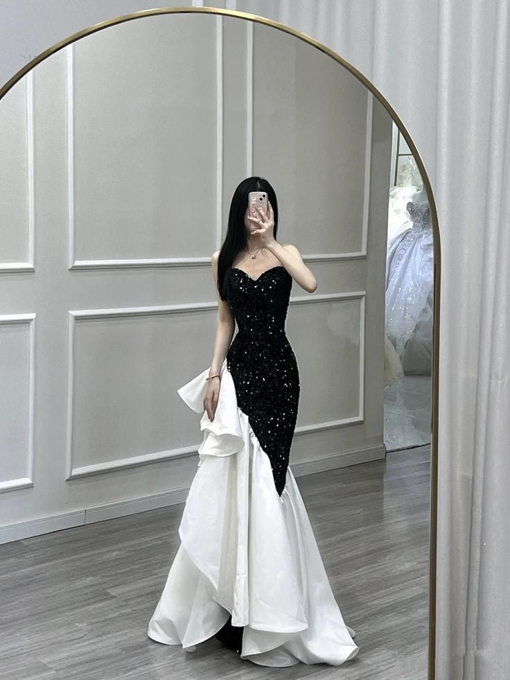 Black Sequin Long Prom Dresses Formal Evening Dresses S6487