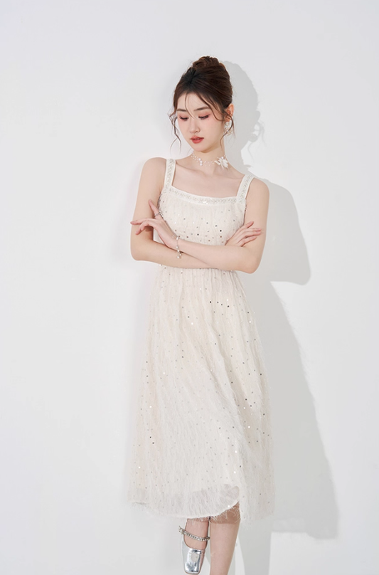 French romantic suspender dress suspender dress new mid-length niche temperament skirt R4379