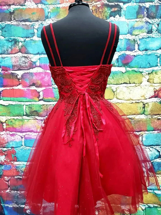 A Line V Neck Short Lace Prom Dresses, Short Formal Homecoming Dresses fg6280