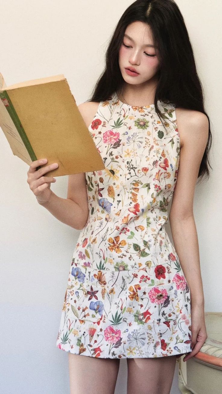 White floral waist slim A-line short skirt homecoming dress R3061