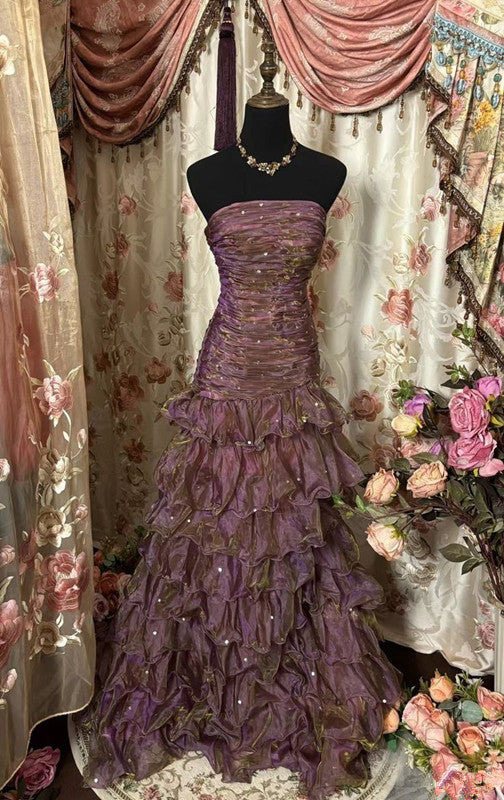 Long Strapless Princess Dress Girl Prom Gown S6536