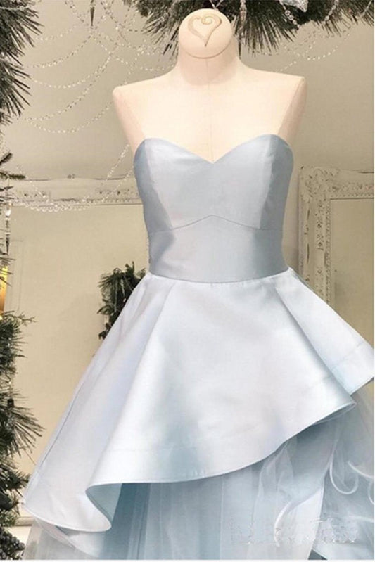 Baby Blue Layered Long A Line Evening Dress, Sweetheart Senior Prom Dress M1624