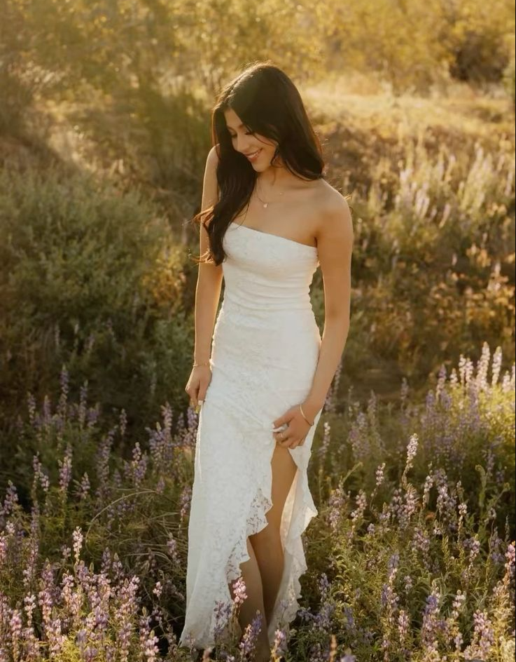 White Lace Party Dress Long Evening Dress Princess Wedding Dress fg8127