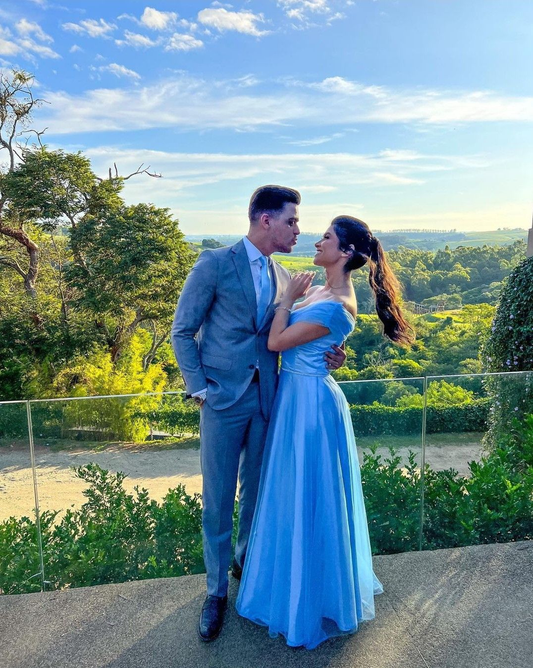 Elegant Blue A-line Evening Dress,Blue Graduation Dress Y5703