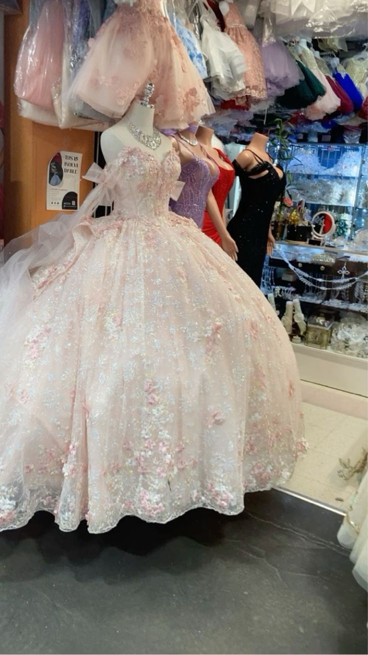 Charming Pink Applique Tulle Ball Gown,Pink Sweet 16 Dress S6665