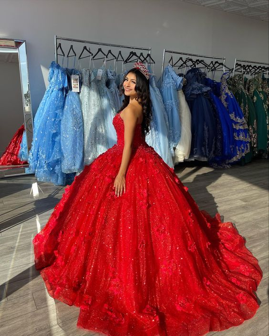 Elegant Red Ball Gown Quinceanera prom Dress For Sweet 16 Y2059