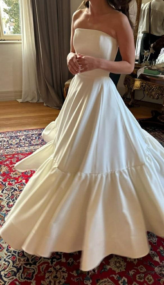 A Line Long Wedding Dress Simple Bridal Dresses fg7273