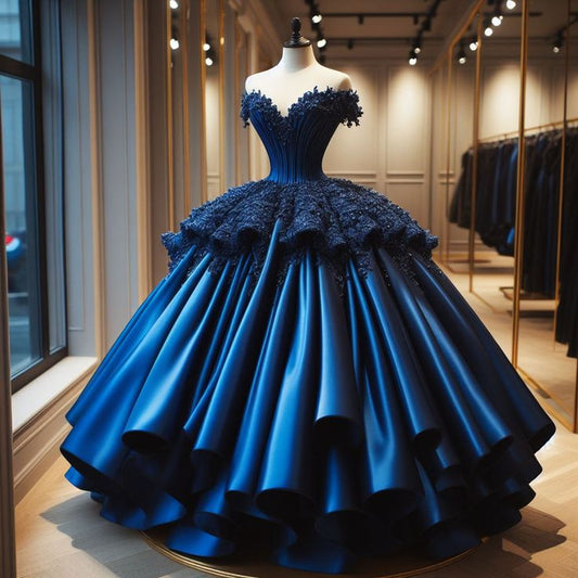 A Line Off Shoulder Satin Ball Gown Long Party Dress Evening Dresses S6719