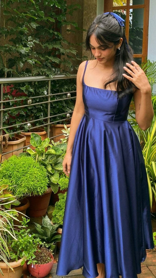 A Line Royal Blue Satin Prom Dress, Evening Dress S6624