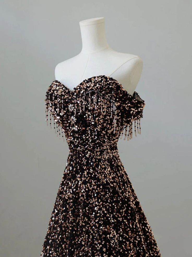 Sequin Off The Shoulder A Line Prom Dress S6668