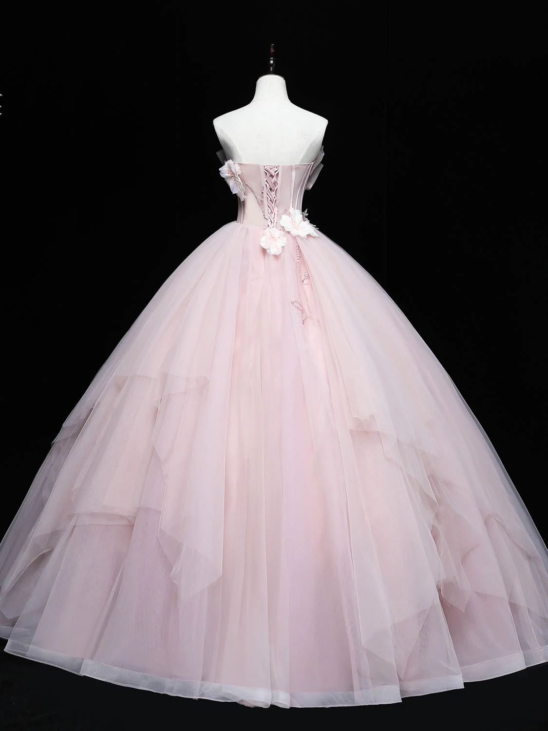 Pink Ball Gown Tulle Sweetheart Long Formal Dress, Pink Sweet 16 Dress