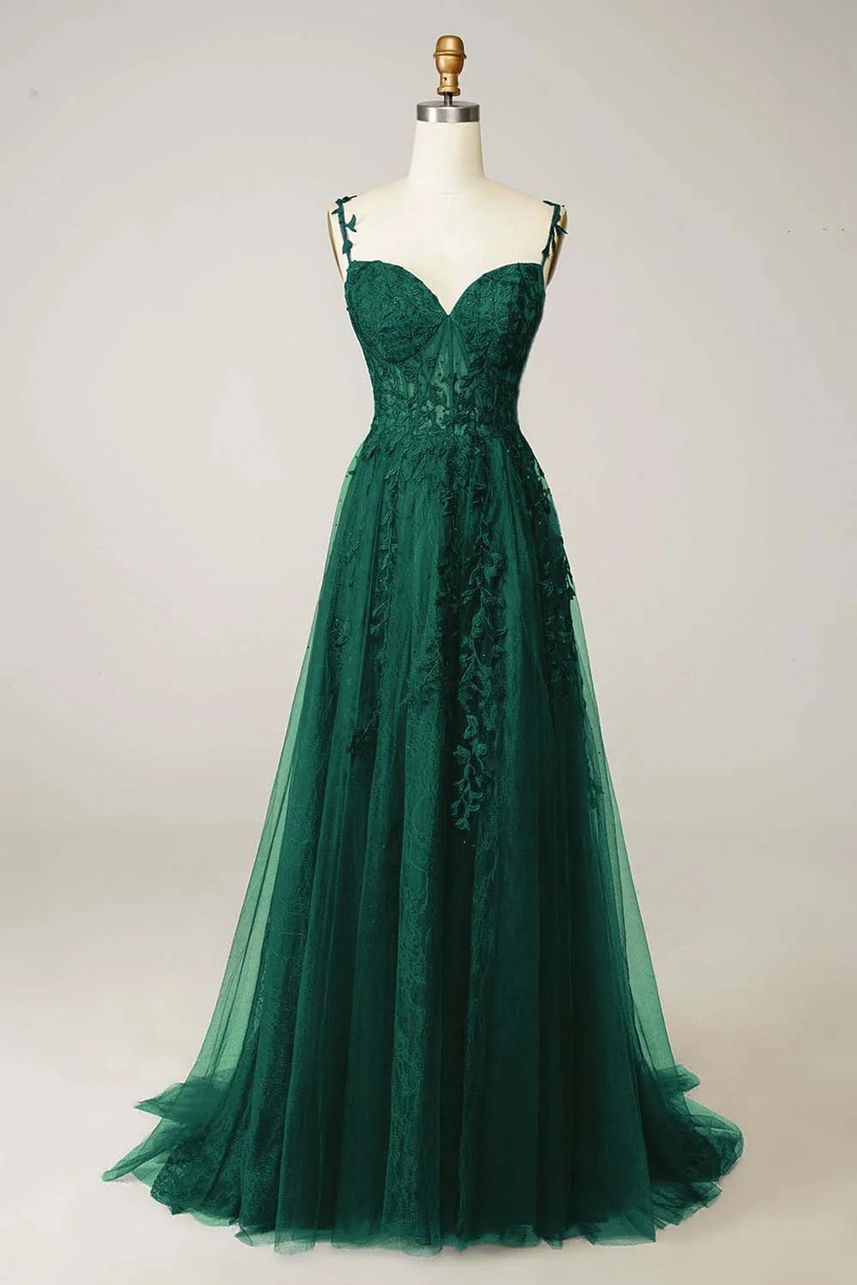 Beautiful A-line Tulle with Lace Applique Long Party Dress, Long Evening Dress Prom Dress