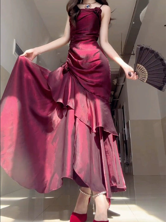 women birthday dress mermaid princess suspender skirt S5441