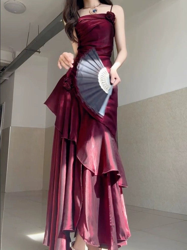 women birthday dress mermaid princess suspender skirt S5441