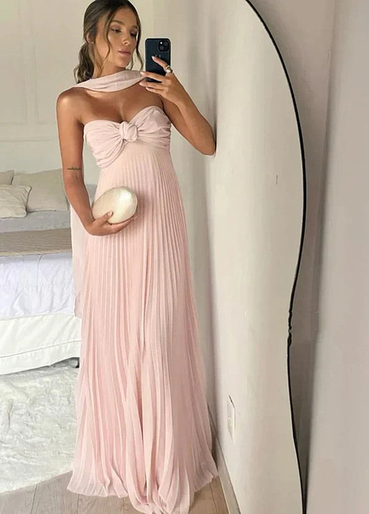 Pink Chiffon Sweetheart Simple A-line Party Dress Evening Dress, Chiffon Prom Dress