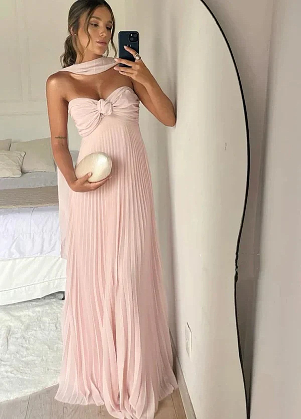 Pink Chiffon Sweetheart Simple A-line Party Dress Evening Dress, Chiffon Prom Dress