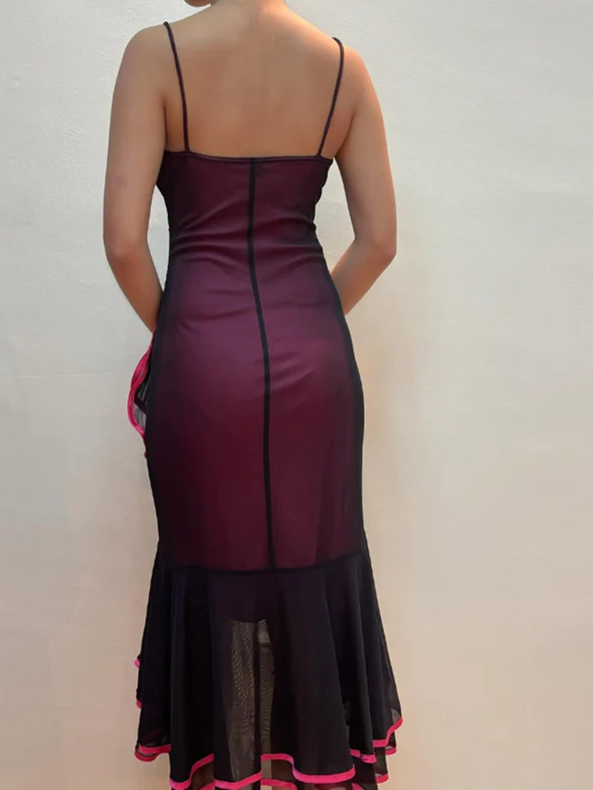 Black and Red Scoop High Low Mermaid Party Dress, Black and Red Evening Dress