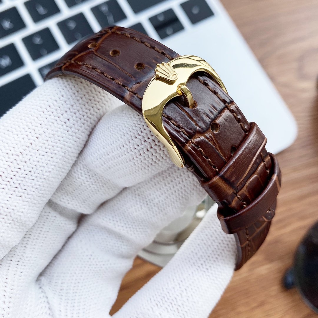 DATEJUST 41 STAINLESS STEEL DIAMOND NUMERALS LEATHER STRAP