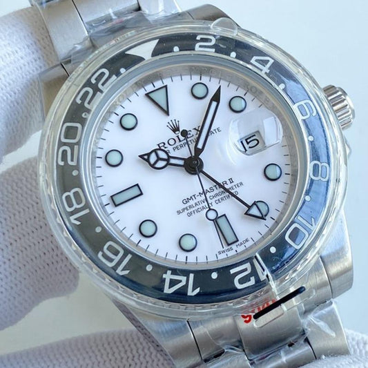 GMT-MASTER II CUSTOM CERAMIC BLACK BEZEL WHITE DIAL