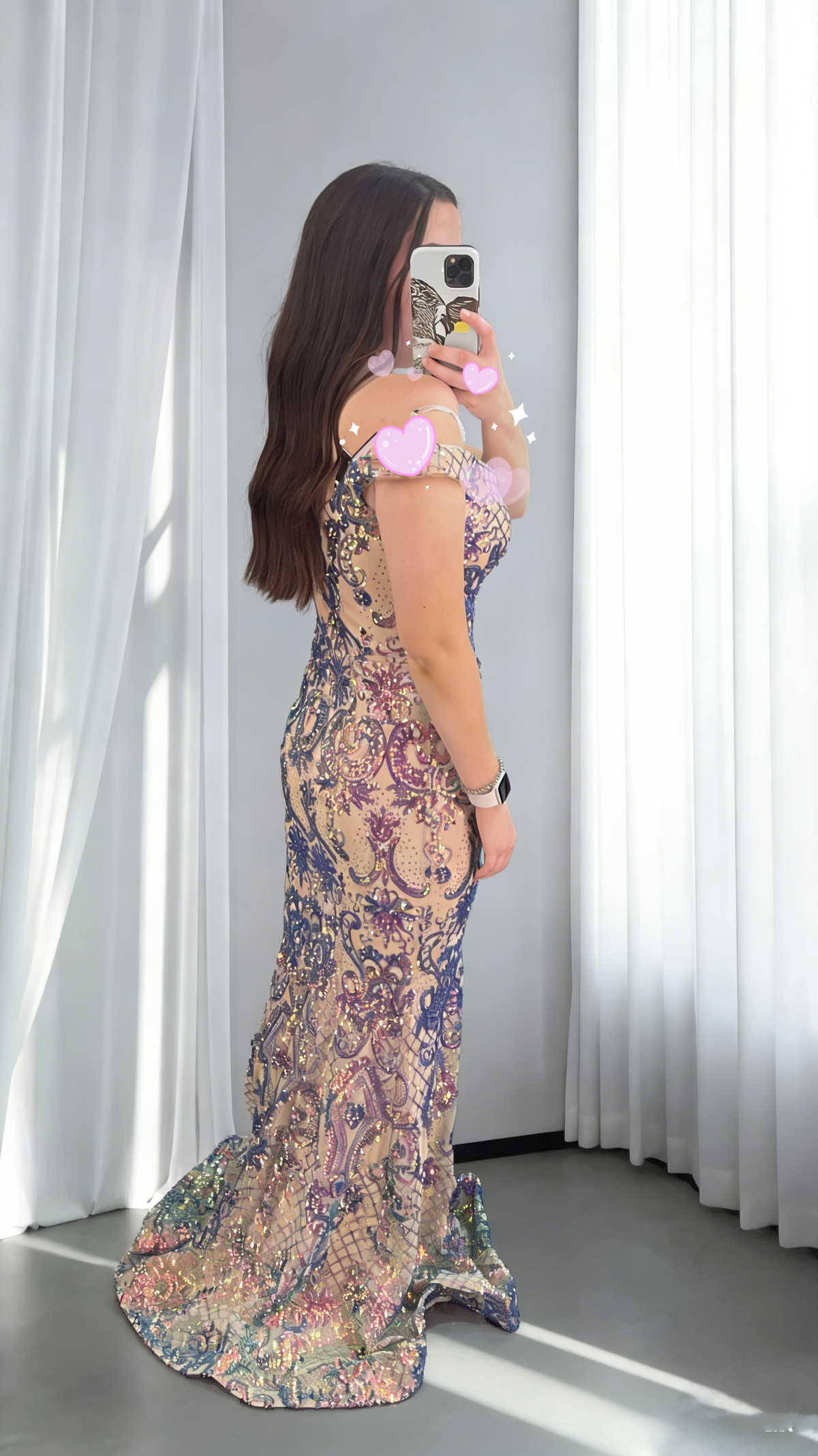 Unique Off The Shoulder Purple Sequin Mermaid Long Evening Dress Birthday Prom Dress SP1707