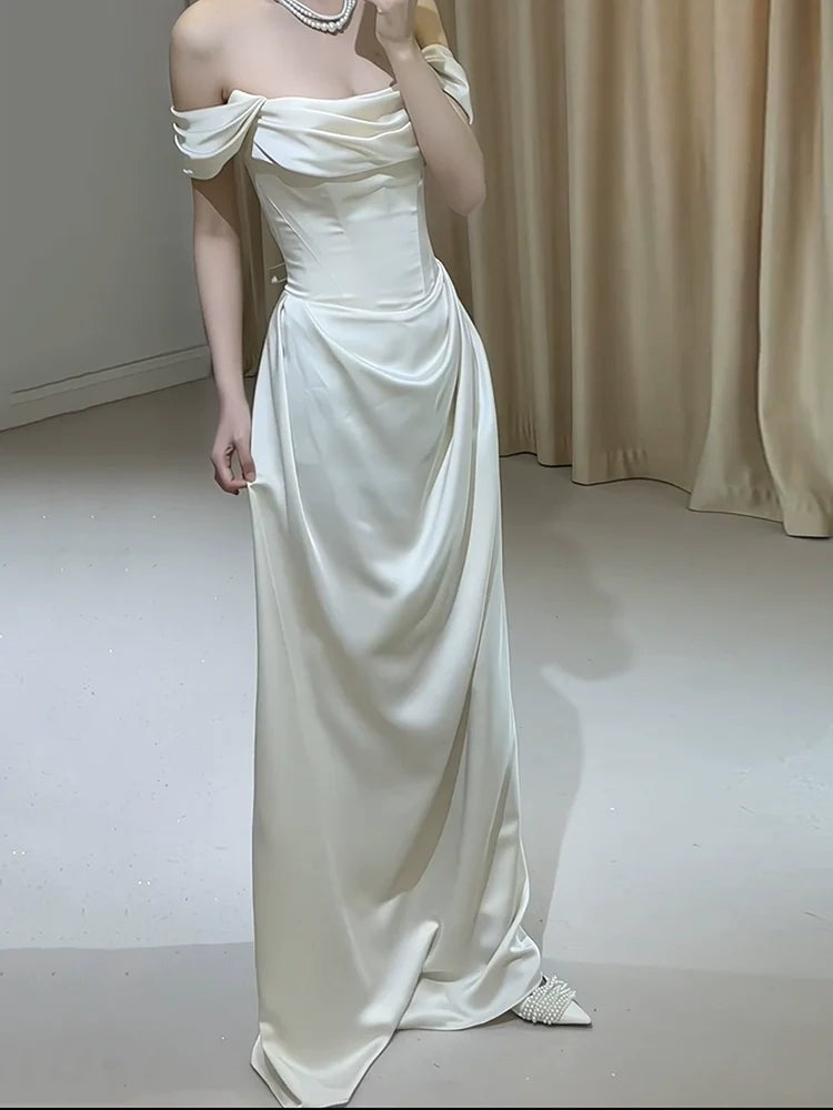 Elegant Evening Gowns Off Shoulder Long Prom Dress S7215