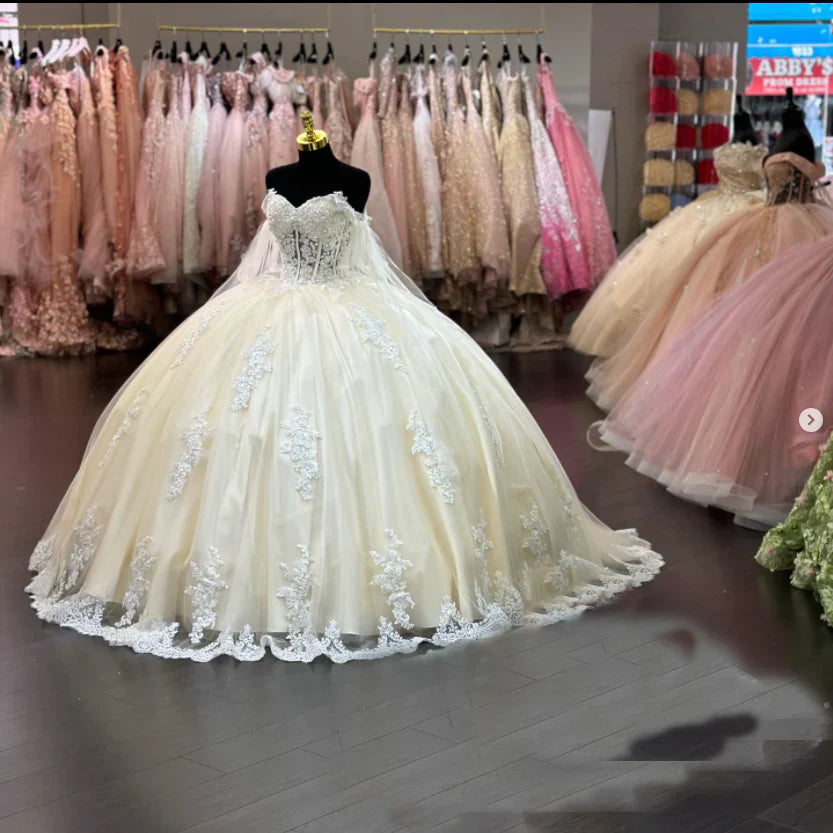 Princess Quinceanera Dresses Lace Off-Shoulder Sweet 16 Birthday Party Dress S4777