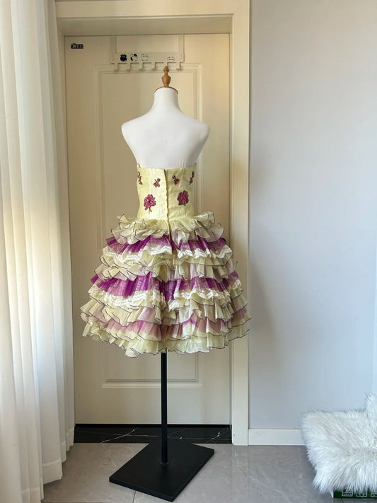 Cute Homecoming Dress Sweetheart Applique Cascade Back to School Outfits Party Dress D6484